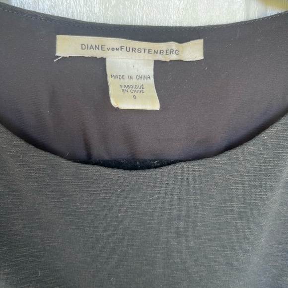 Diane Von Furstenberg dark gray cap sleeve cinched wool blend midi dress size 6 - Picture 3 of 6